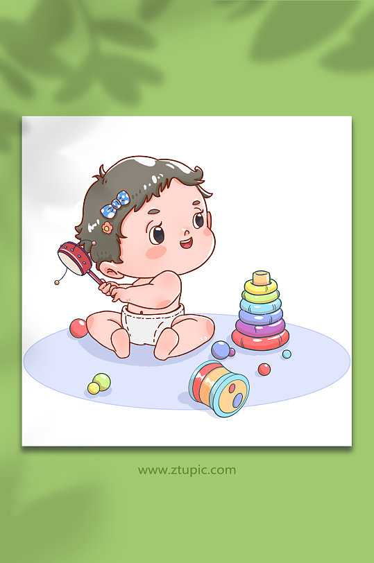 幼儿婴儿玩玩具人物漫画插画