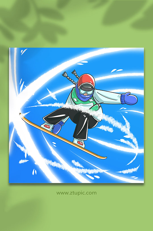 炫酷滑雪冬季运动人物元素插画
