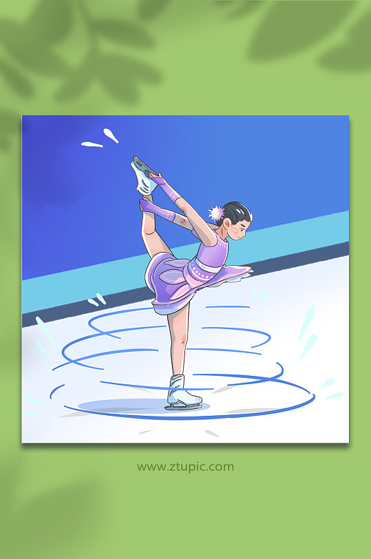 花样滑冰少女冬季运动人物元素插画