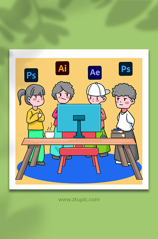 扁平美工平面设计师人物插画-众图网