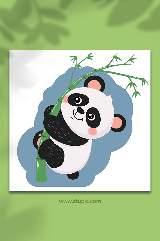 原创手绘玩耍卡通熊猫动物元素插画