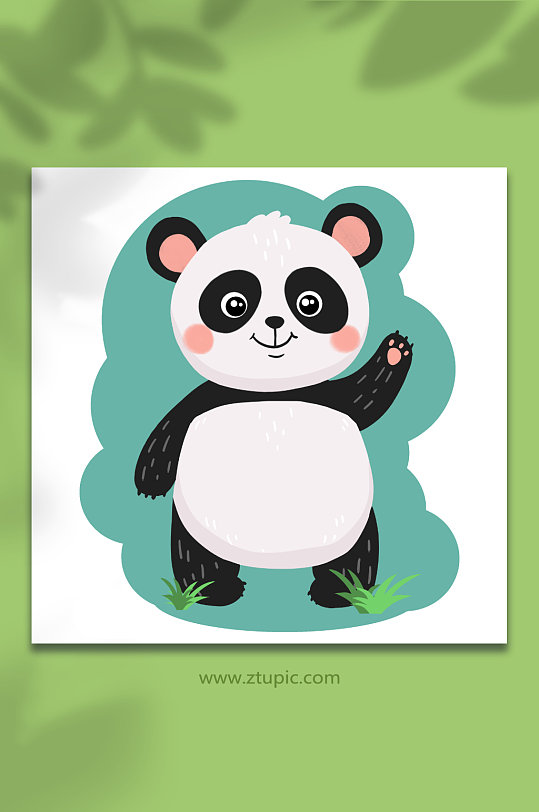 手绘可爱卡通熊猫动物元素插画