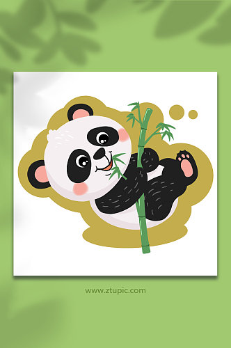 手绘卡通可爱熊猫动物元素插画