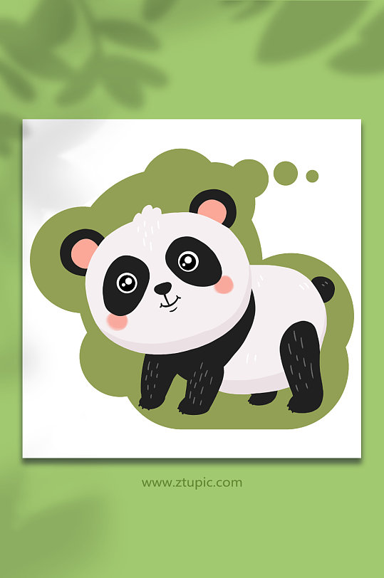 手绘卡通熊猫宝宝熊猫动物元素插画