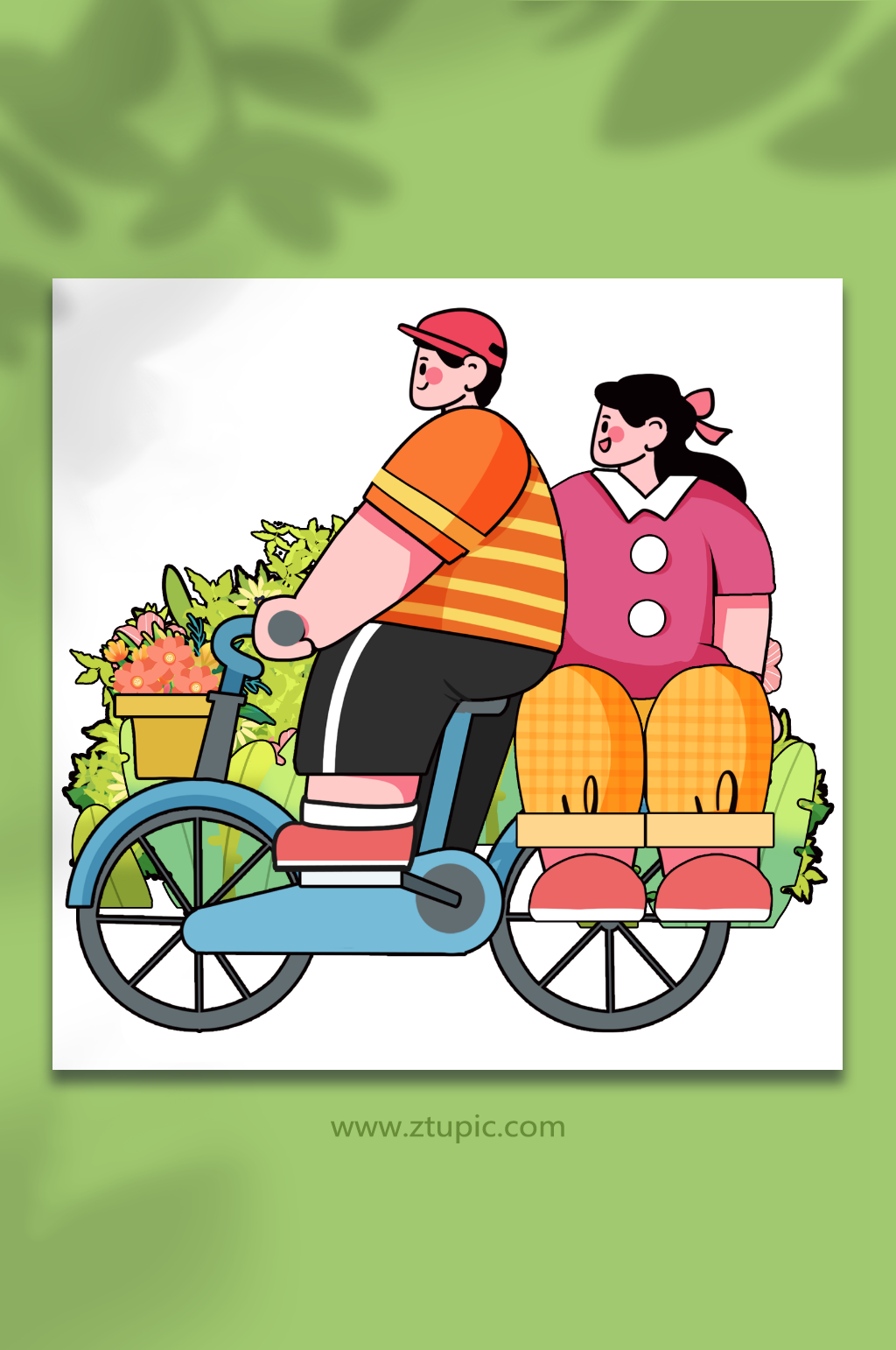 清明节踏青郊游游玩情侣人物插画素材