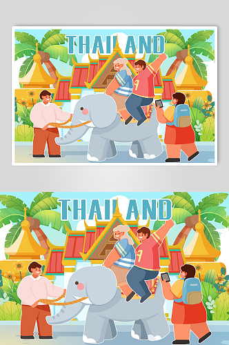 泰国观光旅行旅游风景插画