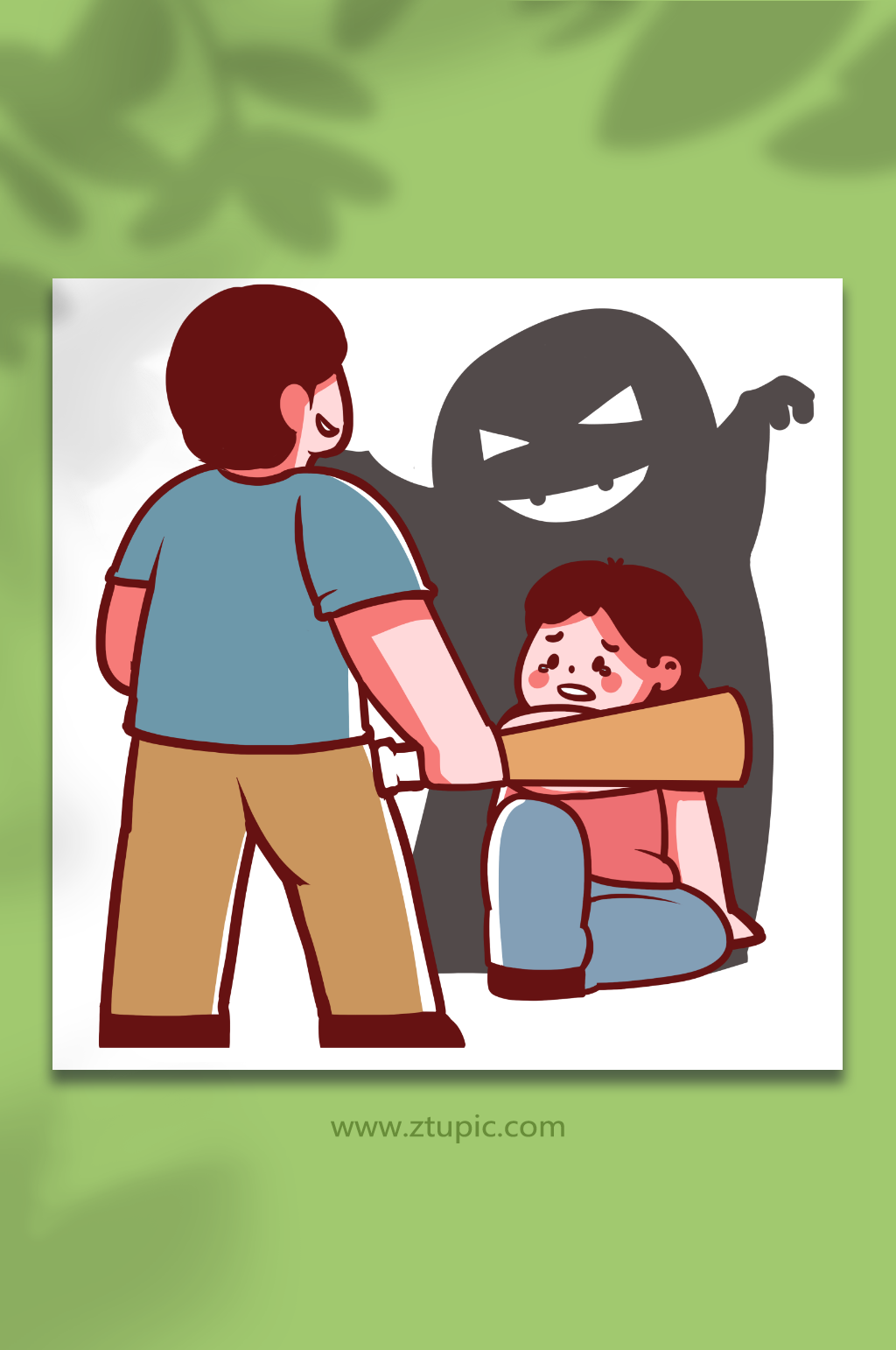 反对家暴暴力恶魔打人保护人物插画素材