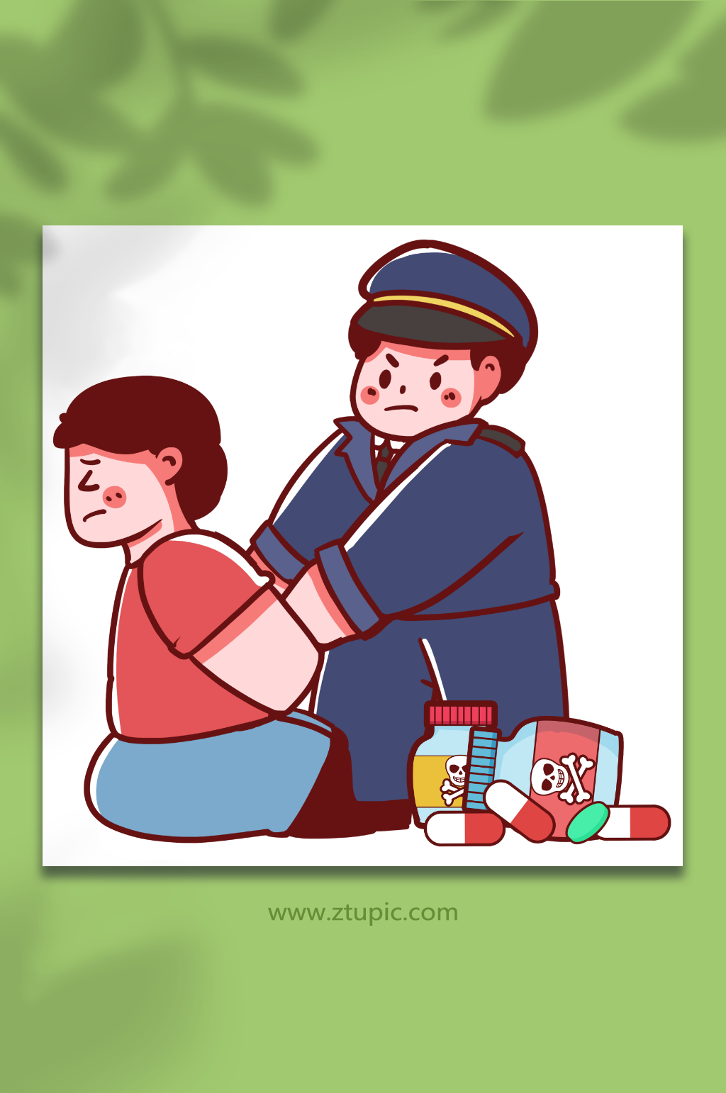 远离毒品禁毒毒物警察人物插画素材