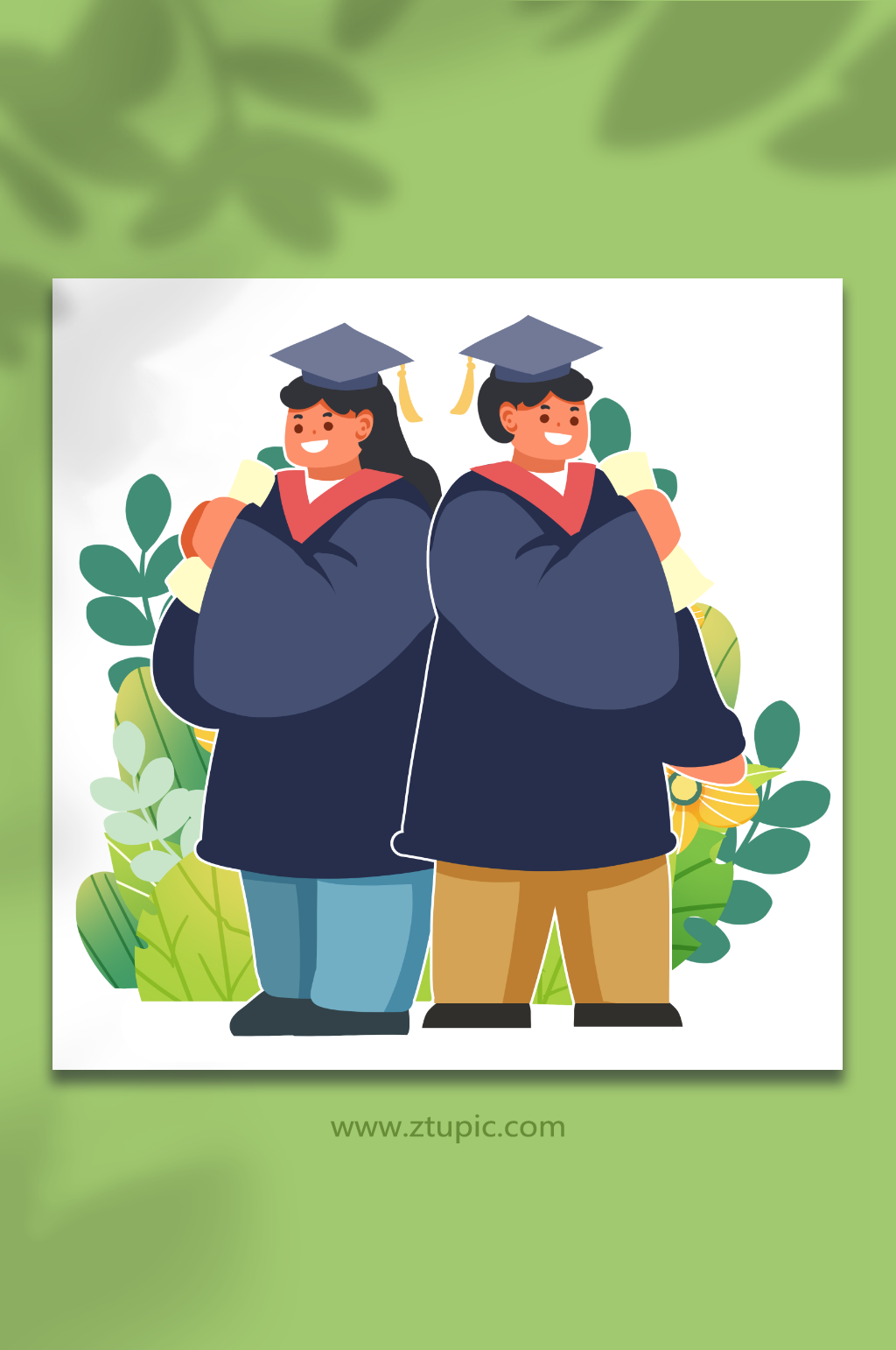 毕业季学生学士服学生毕业人物插画素材