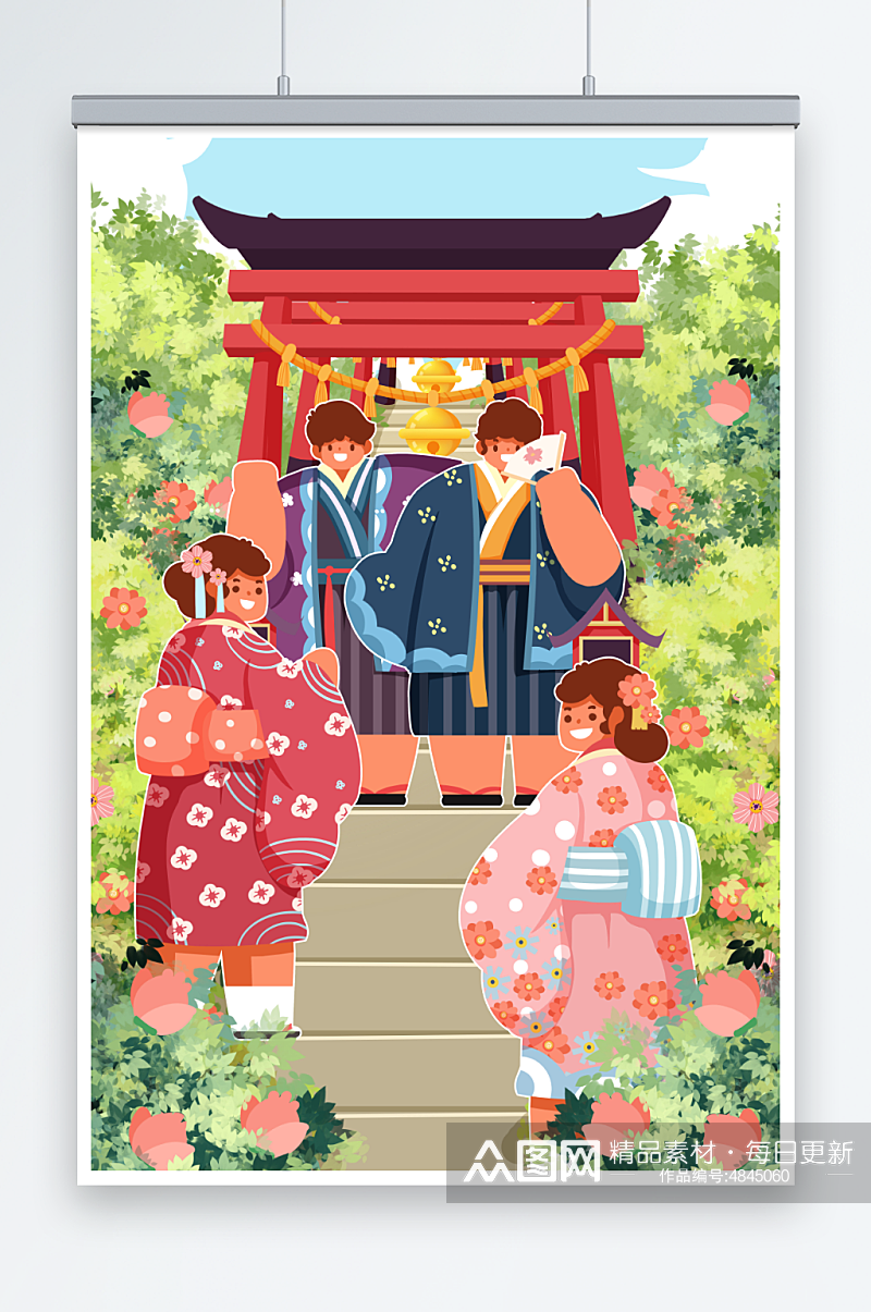 日本和风和服日系少年少女人物插画素材