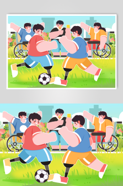 全国残疾日残疾人比赛人物插画