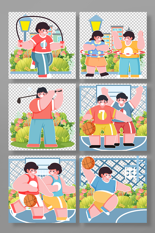 儿童孩子运动比赛竞赛人物元素插画-众图网
