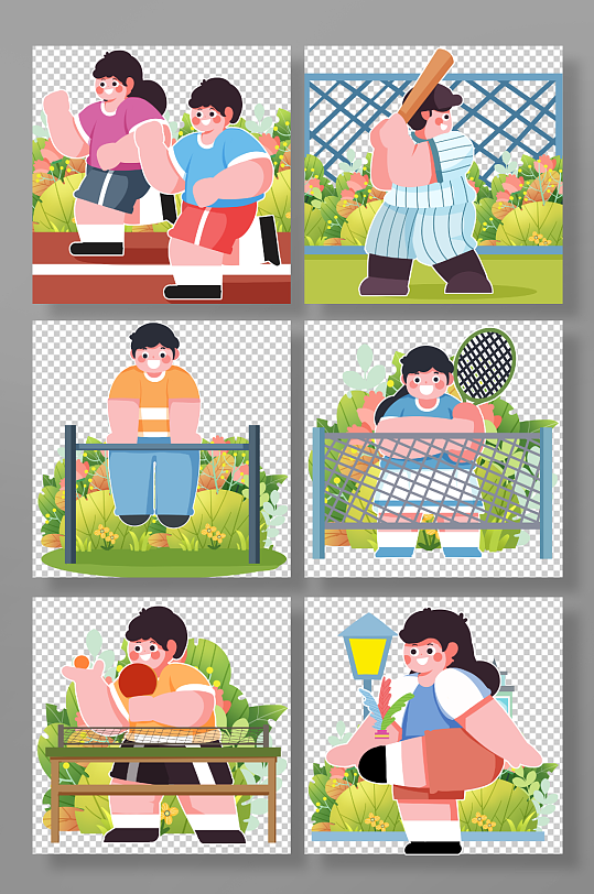 儿童运动比赛竞赛人物元素插画-众图网