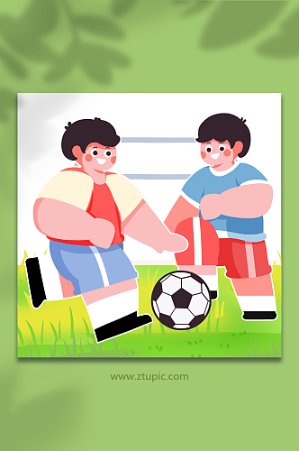 儿童运动足球健身人物插画元素