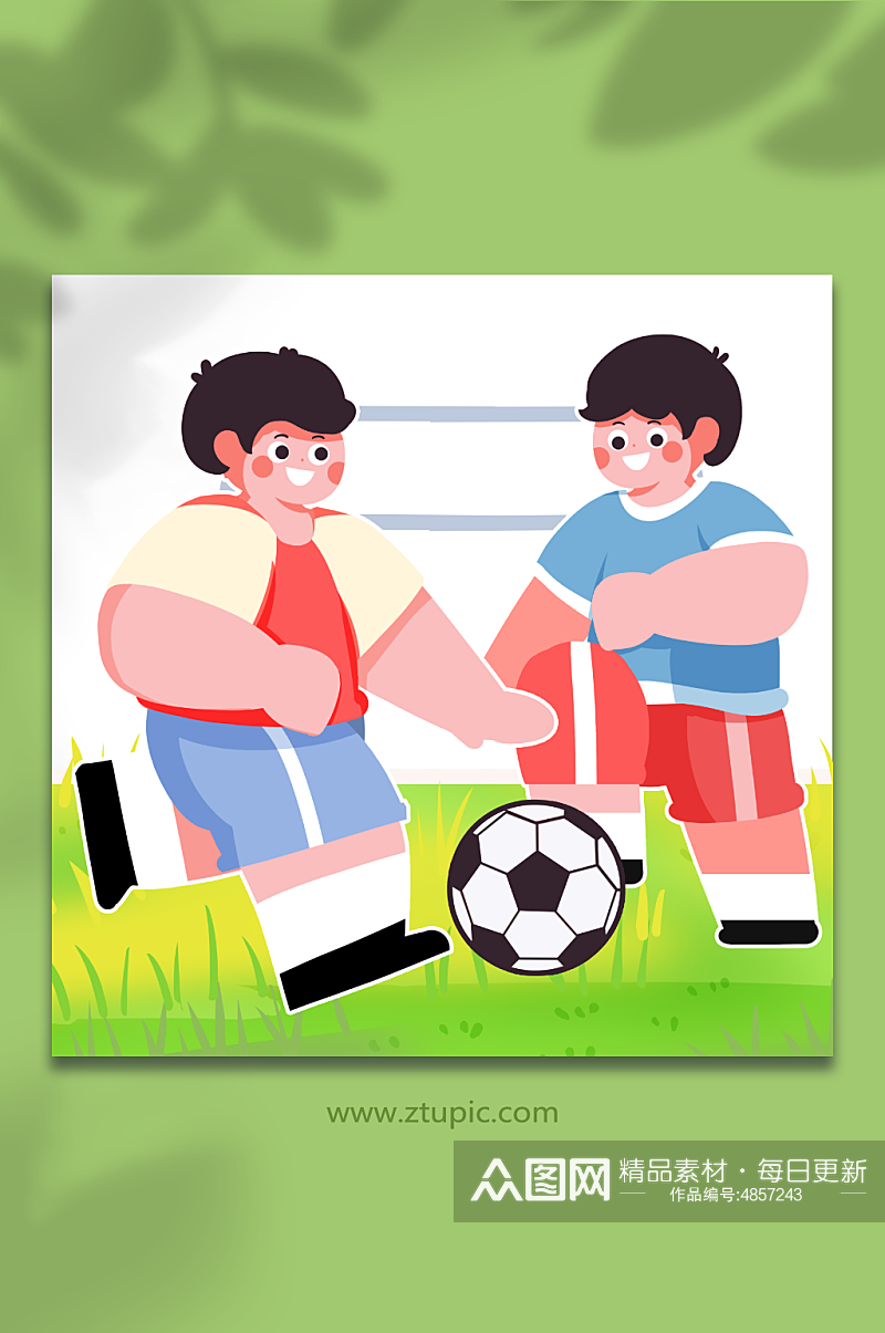 儿童运动足球健身人物插画元素素材