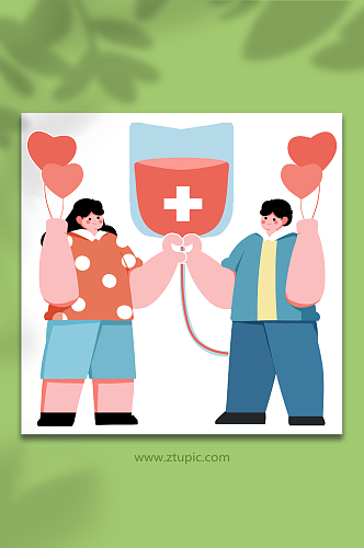 献血公益群众献爱心人物元素插画