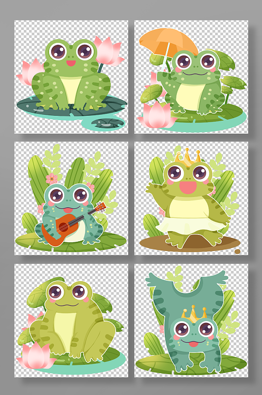 青蛙可爱小动物元素插画-众图网