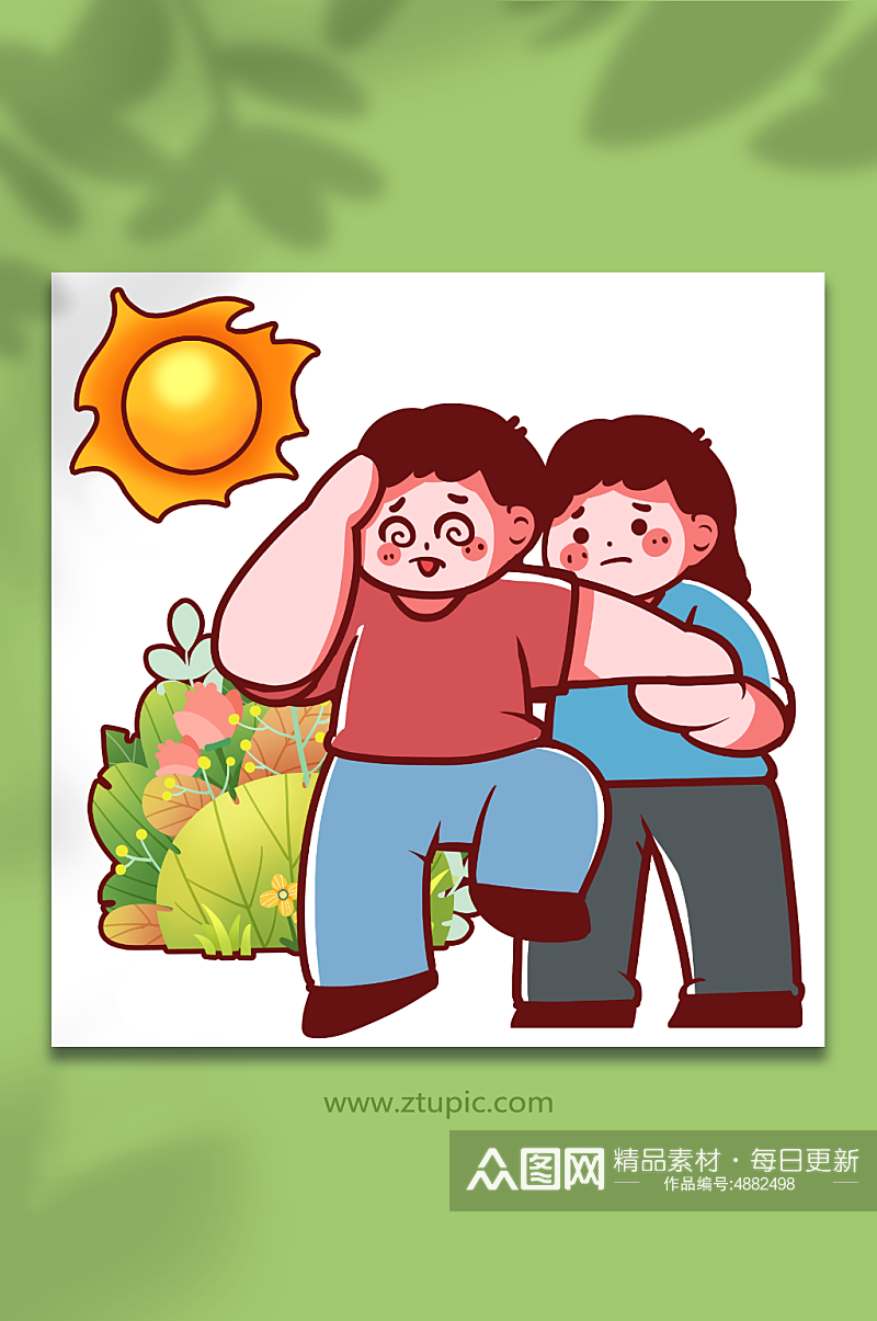 夏季炎热预防晕厥不舒服中暑人物插画素材