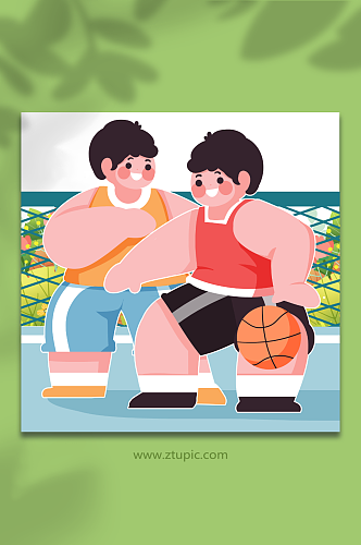 打篮球竞赛比赛人物插画元素