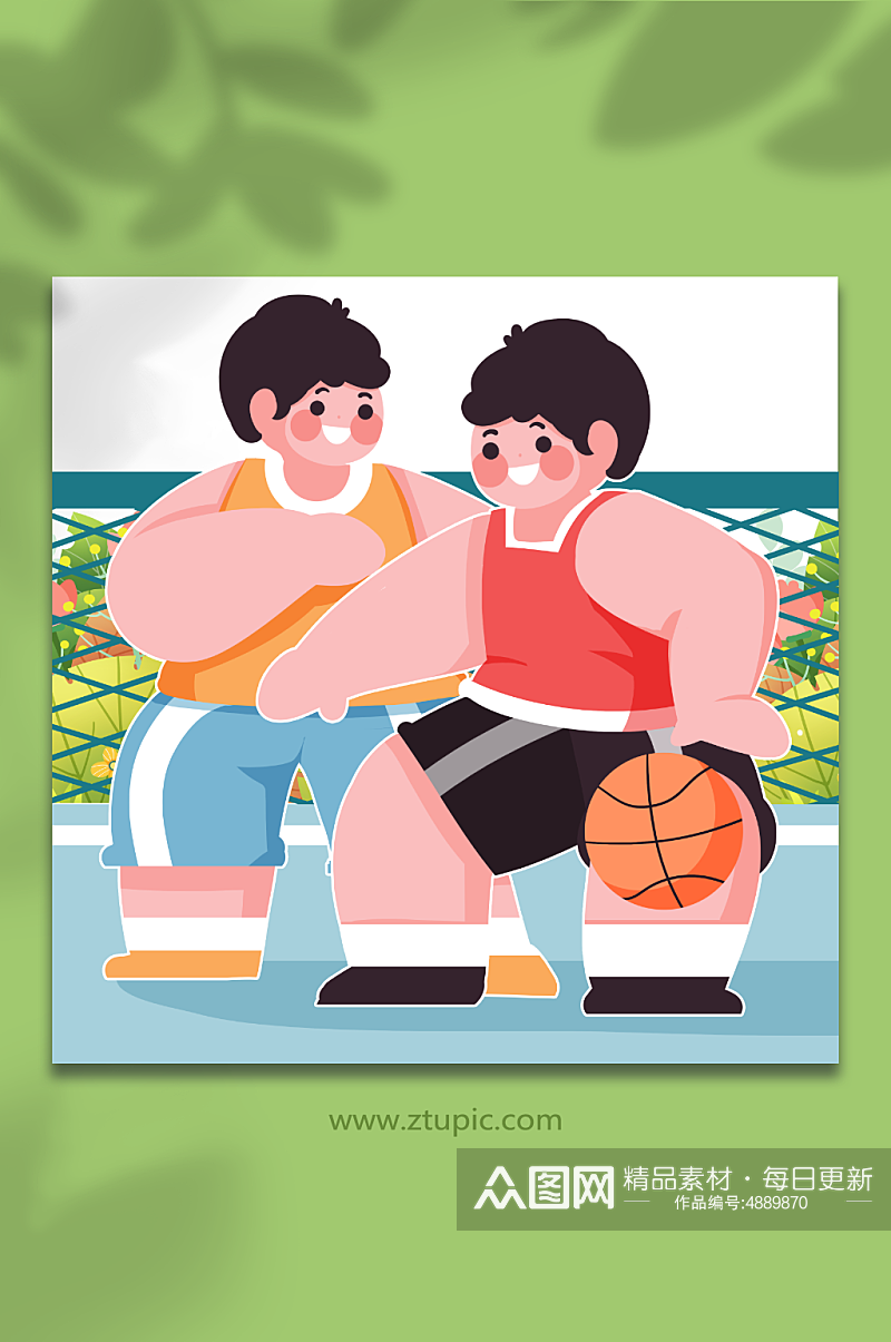 打篮球竞赛比赛人物插画元素素材