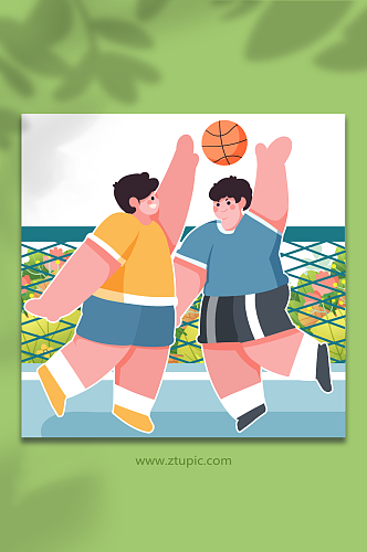 打篮球竞赛上篮人物插画元素