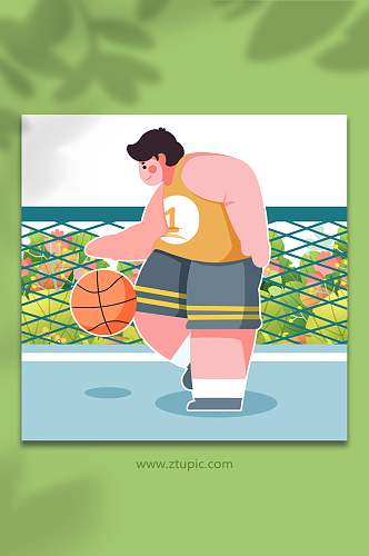 运动员拍球篮球竞赛人物插画元素