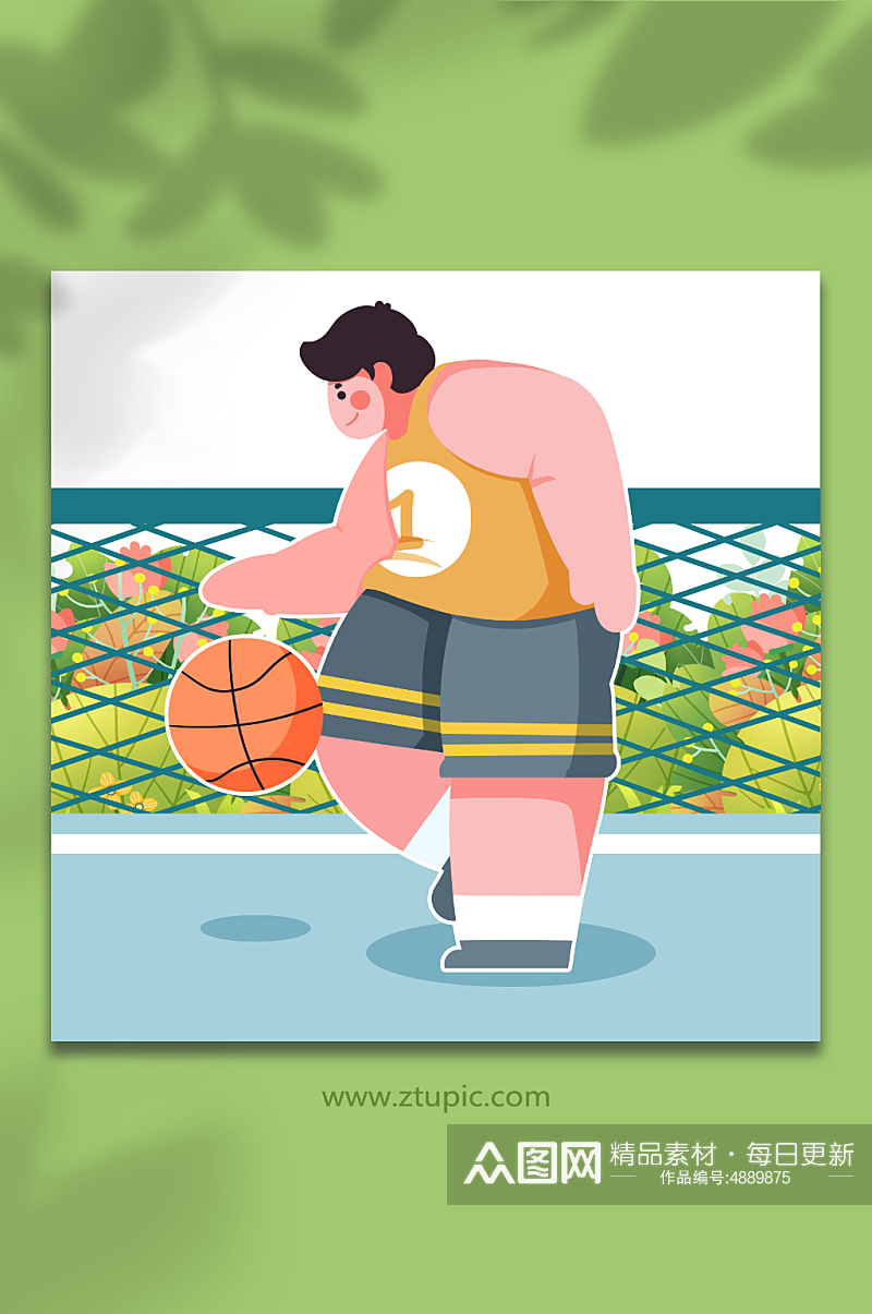运动员拍球篮球竞赛人物插画元素素材