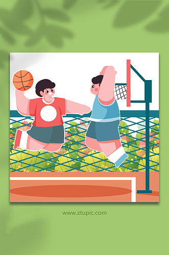 比赛运动员打篮球竞赛人物插画元素