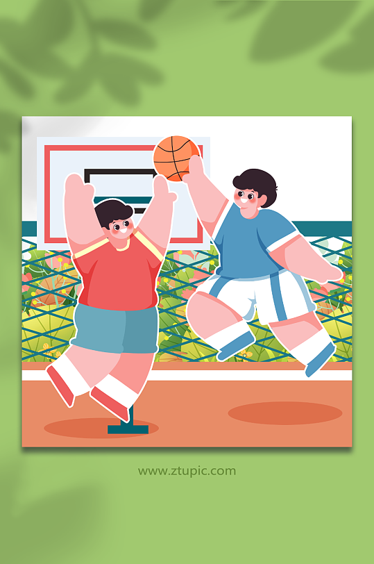 运动员上篮打篮球竞赛人物插画元素