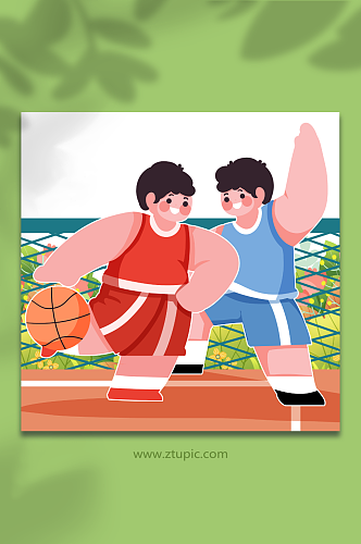 运动员打篮球比赛精彩人物插画元素