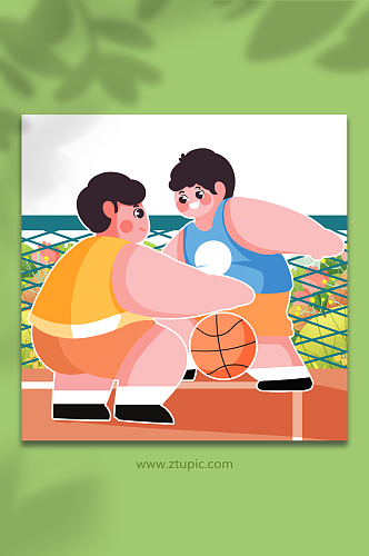 运动员打篮球运动竞赛人物插画元素