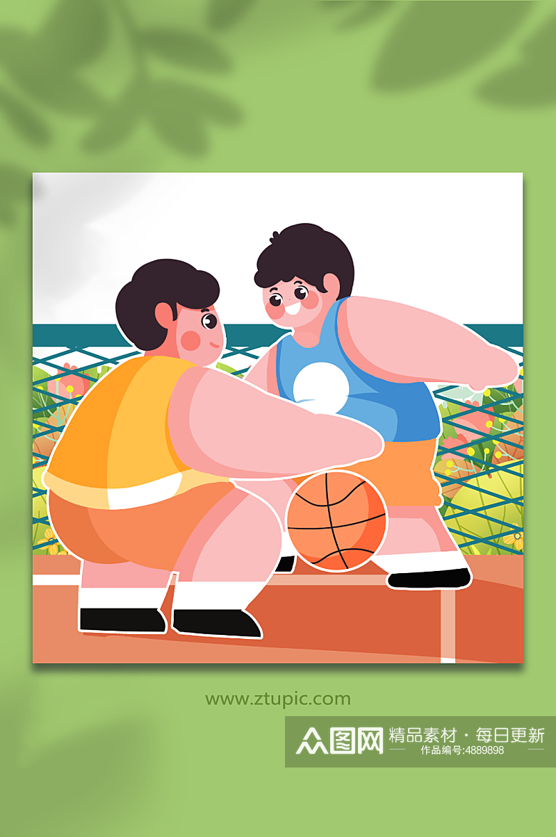 运动员打篮球运动竞赛人物插画元素素材