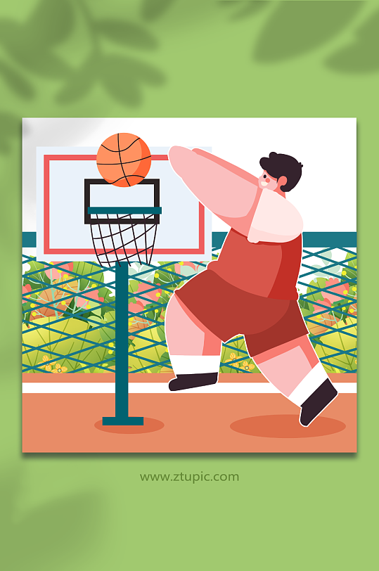上篮运动员打篮球竞赛人物插画元素