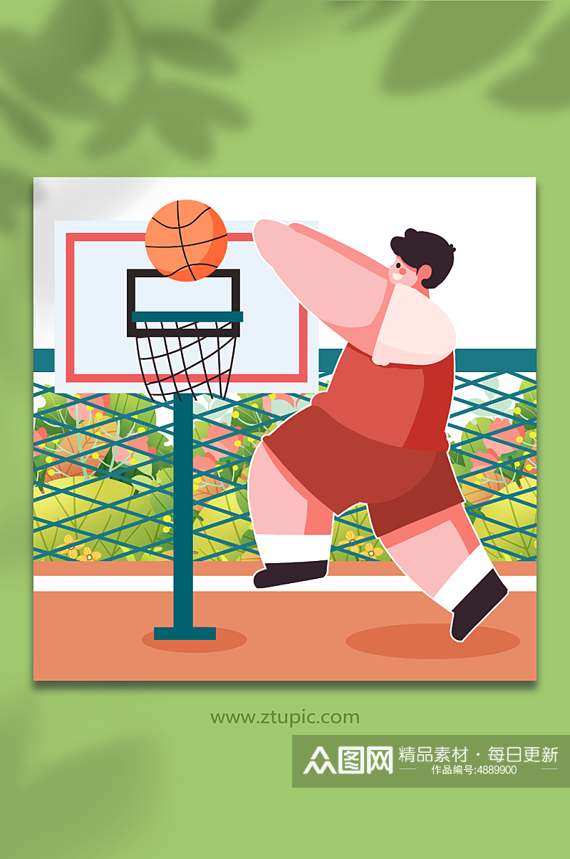 上篮运动员打篮球竞赛人物插画元素素材