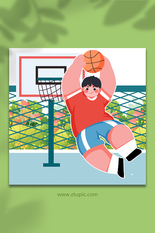 投篮打篮球竞赛人物插画元素
