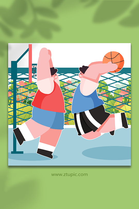抢篮板运动员打篮球竞赛人物插画元素