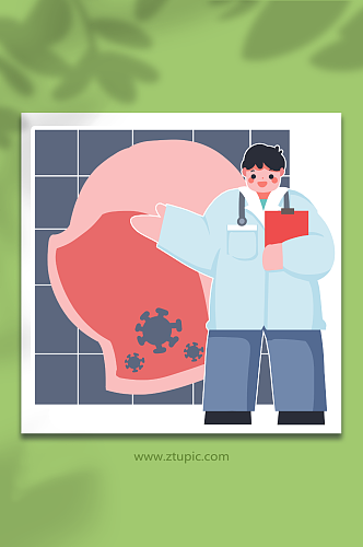 医生慢性咽炎疾病预防人物插画元素