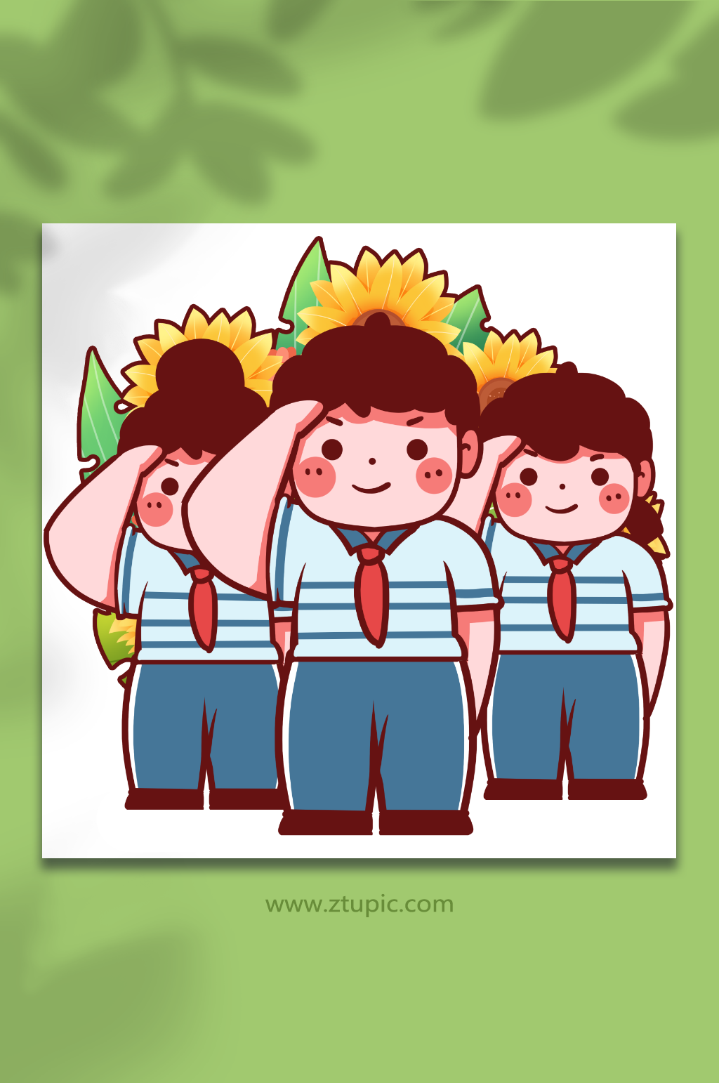 可爱少先队员红领巾人物元素插画素材