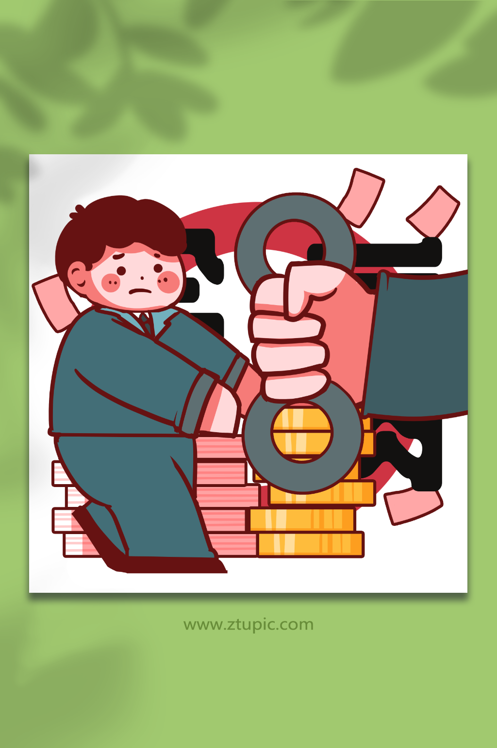 犯法抓住拒绝贿赂反腐人物插画元素素材