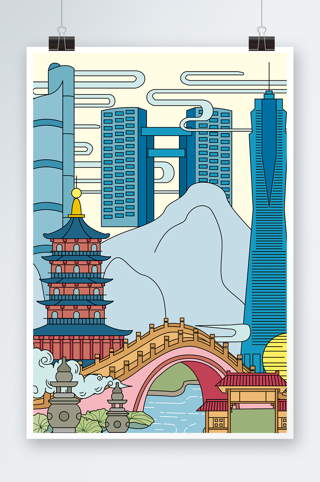 卡通手繪插畫風(fēng)景素材