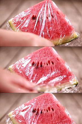 保鲜膜包裹西瓜保鲜实拍视频