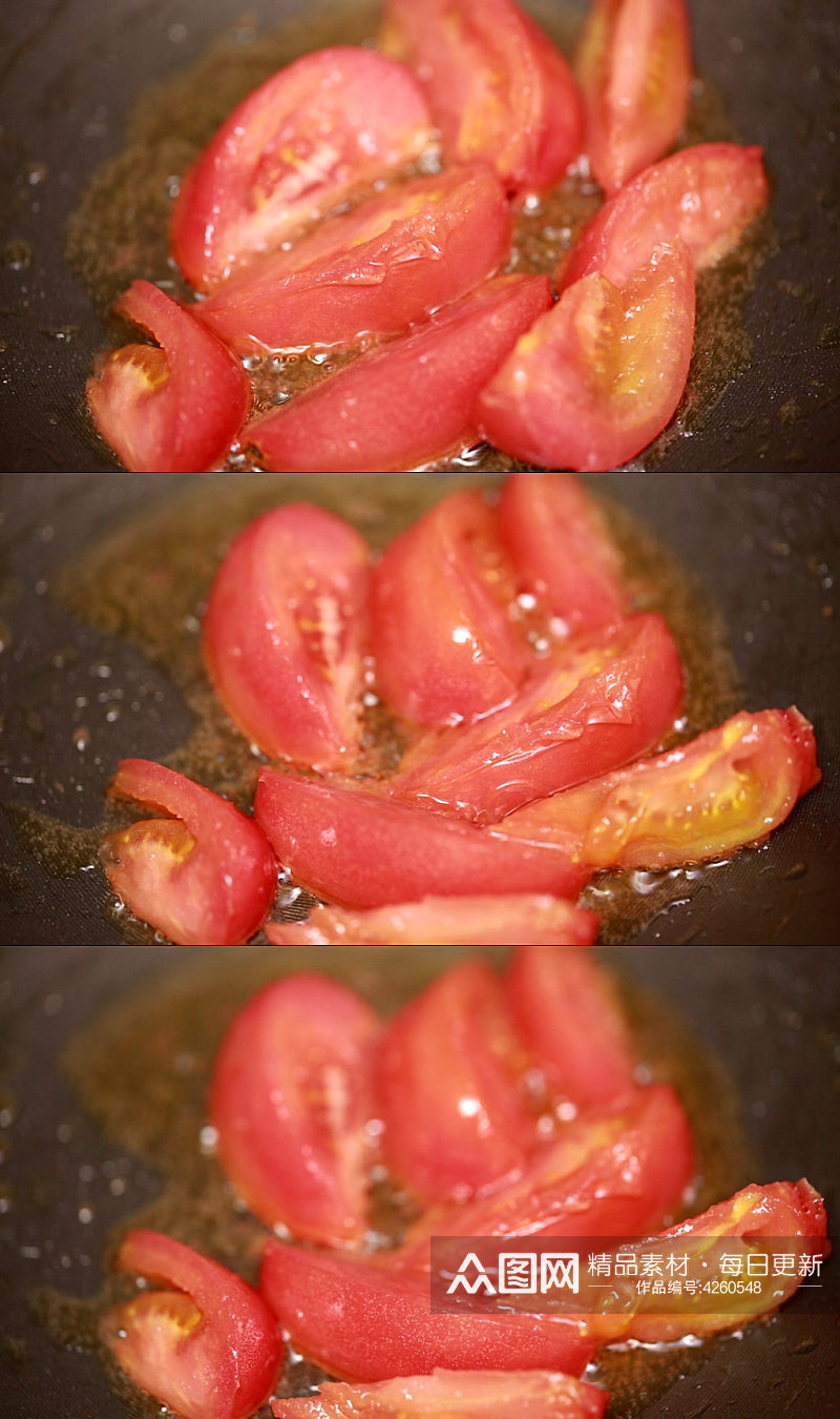 炒番茄番茄块实拍素材