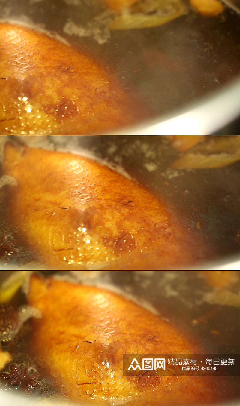 大锅炖煮烧鸡熟食视频素材