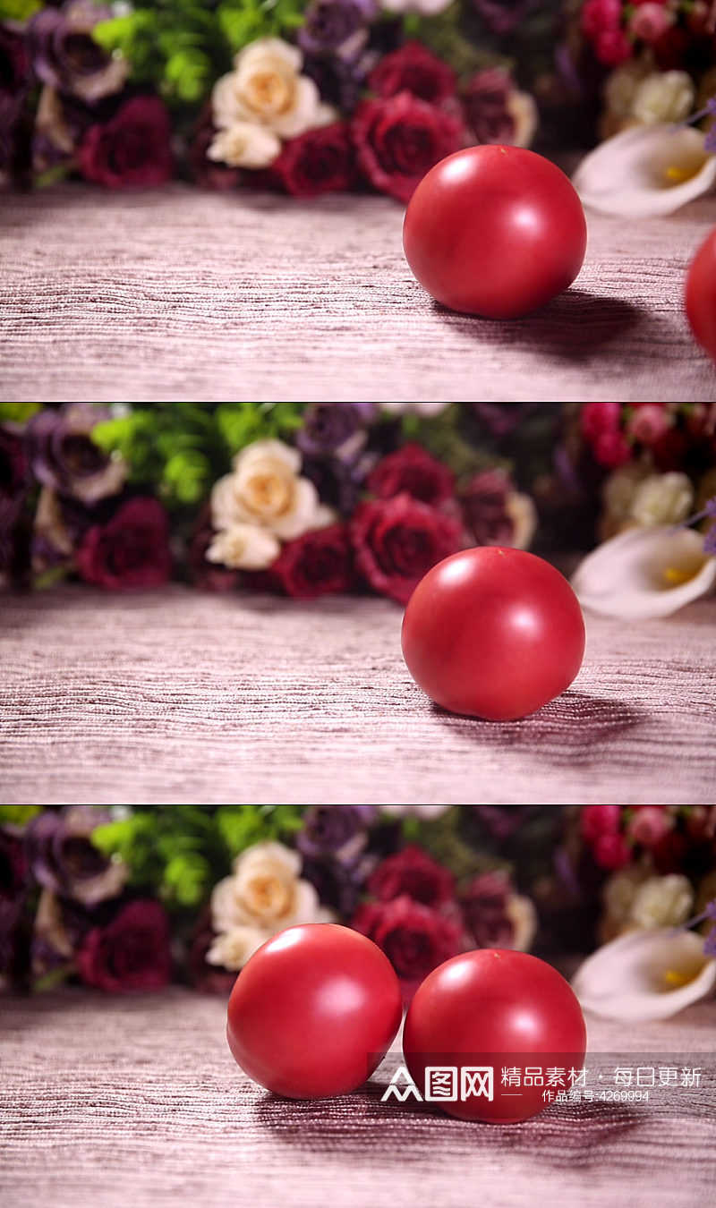 滚动的番茄西红柿实拍素材
