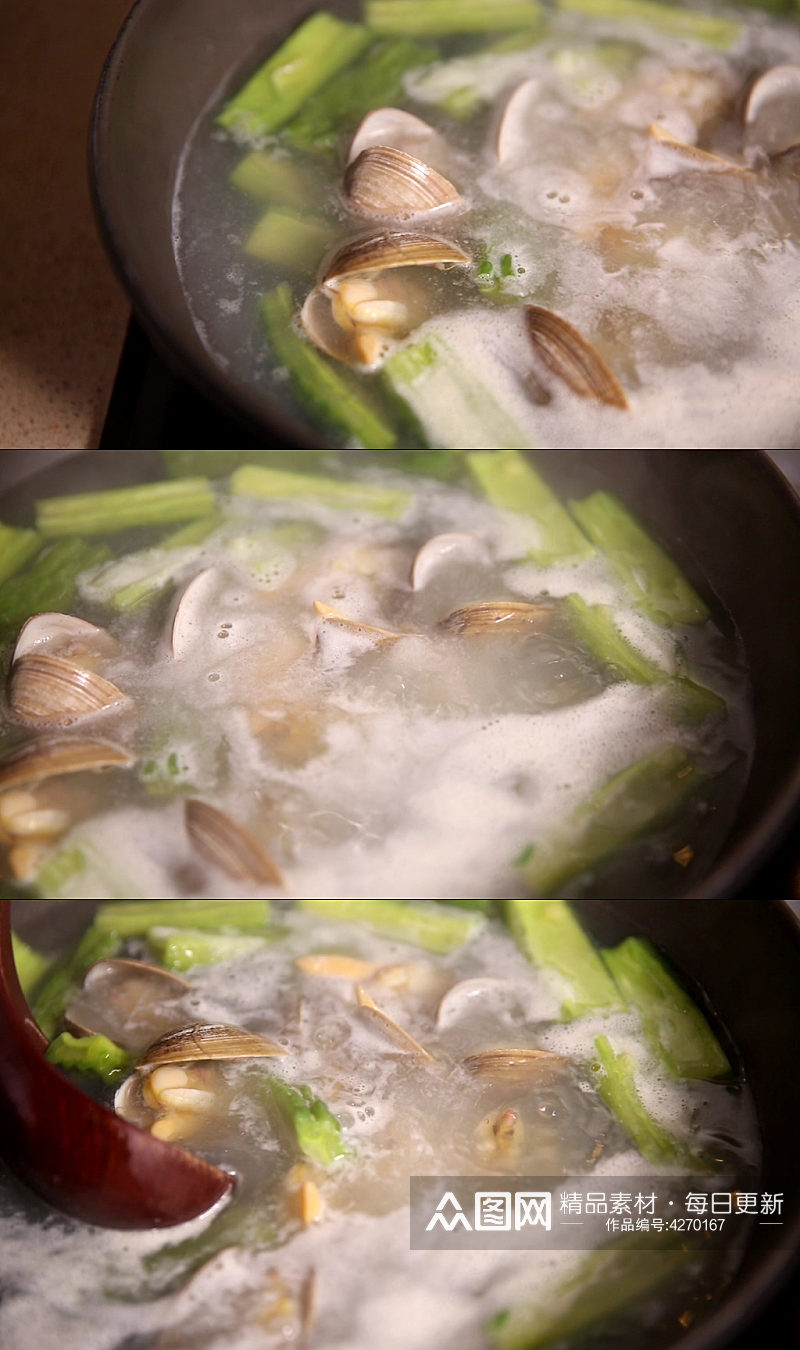 蛤蜊丝瓜汤坐月子视频素材