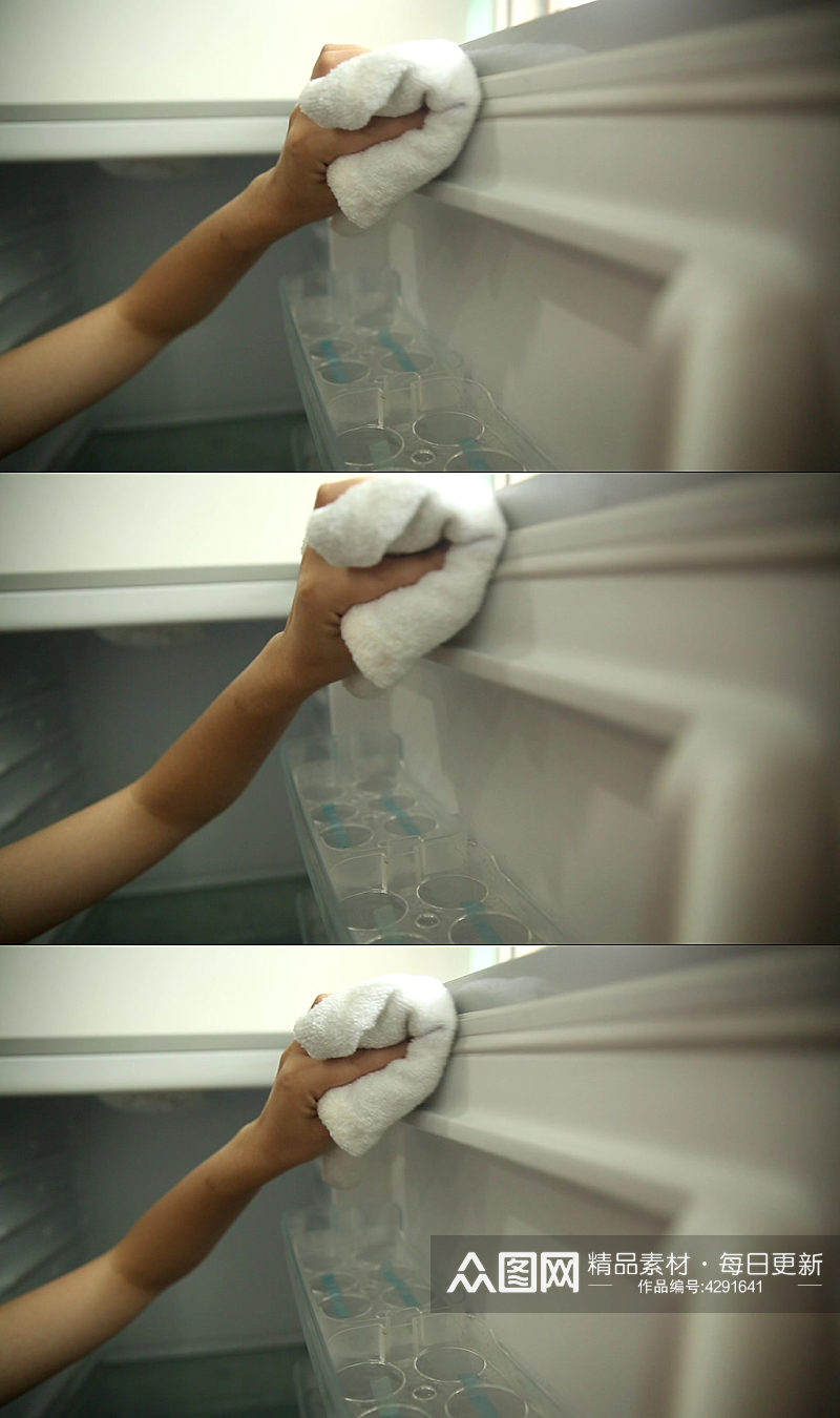 毛巾抹布擦拭清理冰箱除菌视频素材