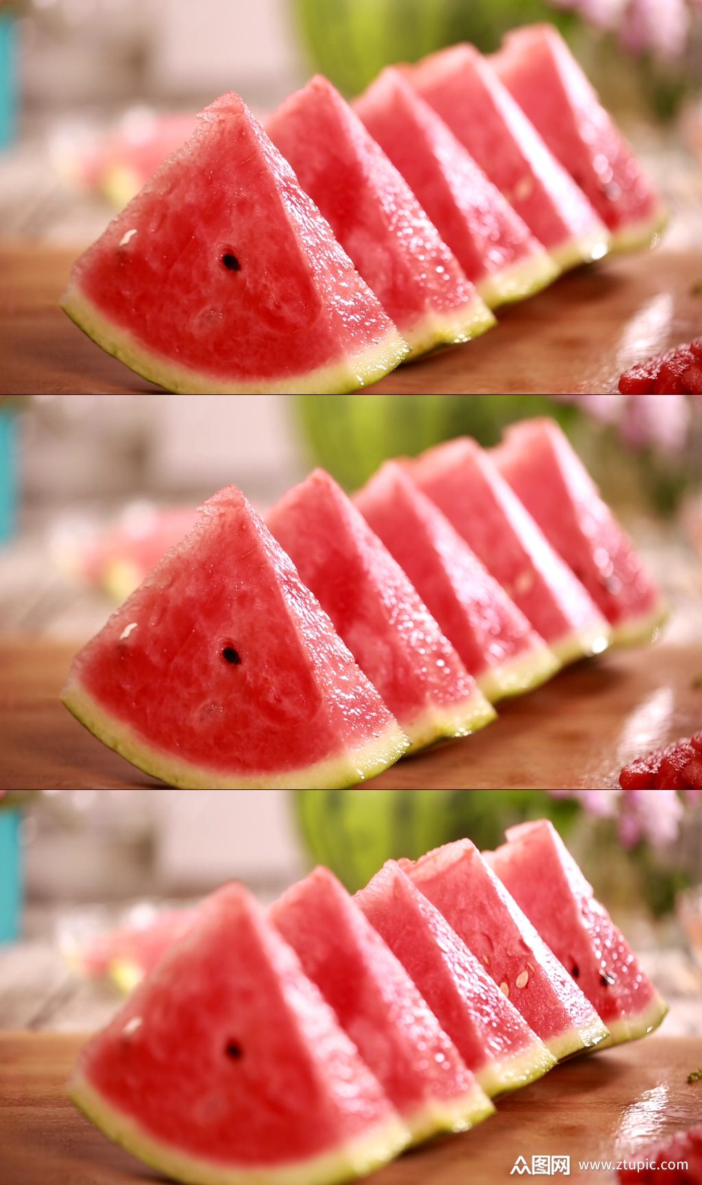 切好的西瓜果肉实拍素材