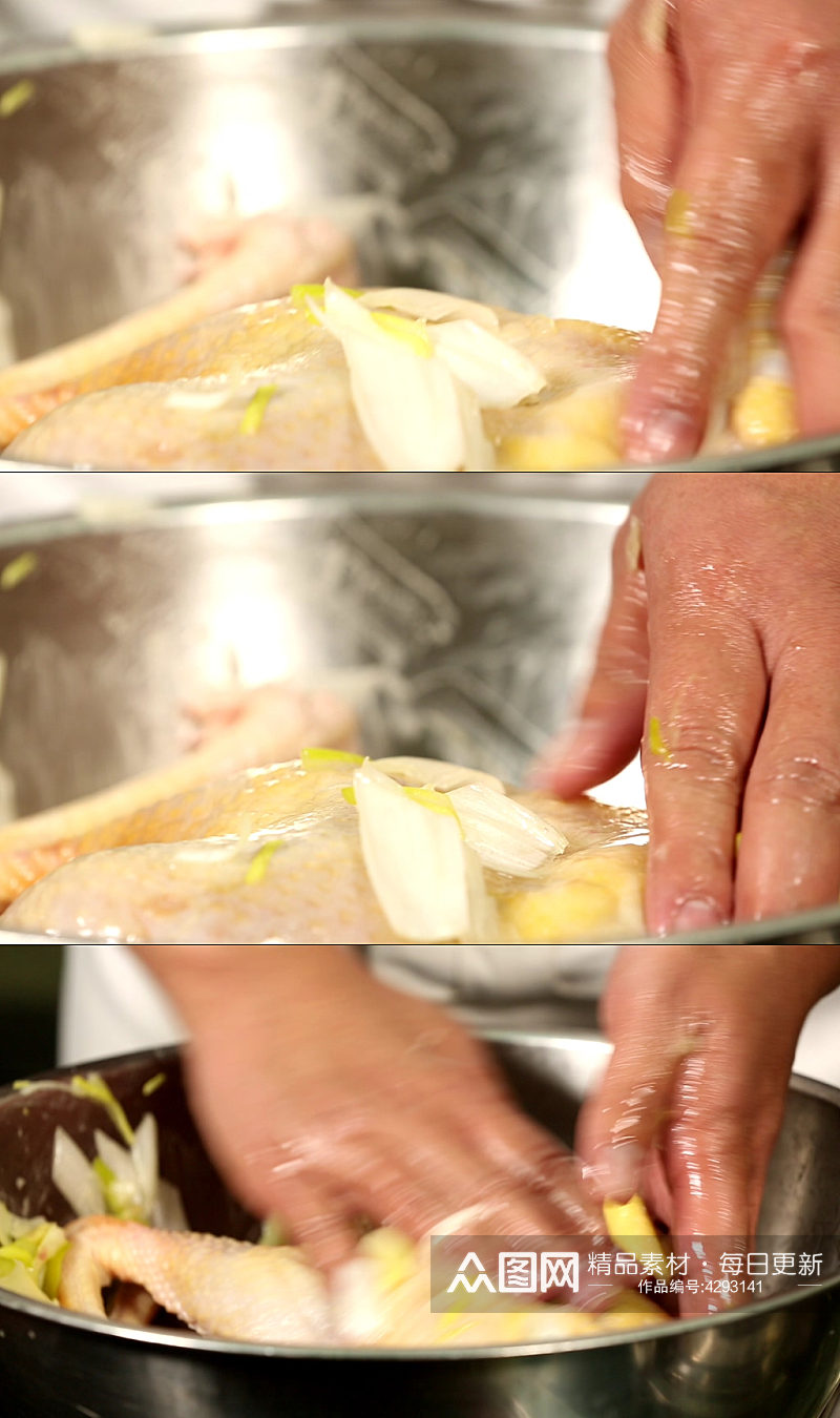 清洗鸡肉腌制鸡肉视频素材