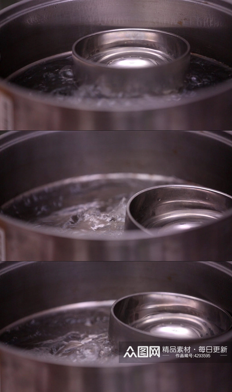 清洗水煮不锈钢餐具实拍视频素材