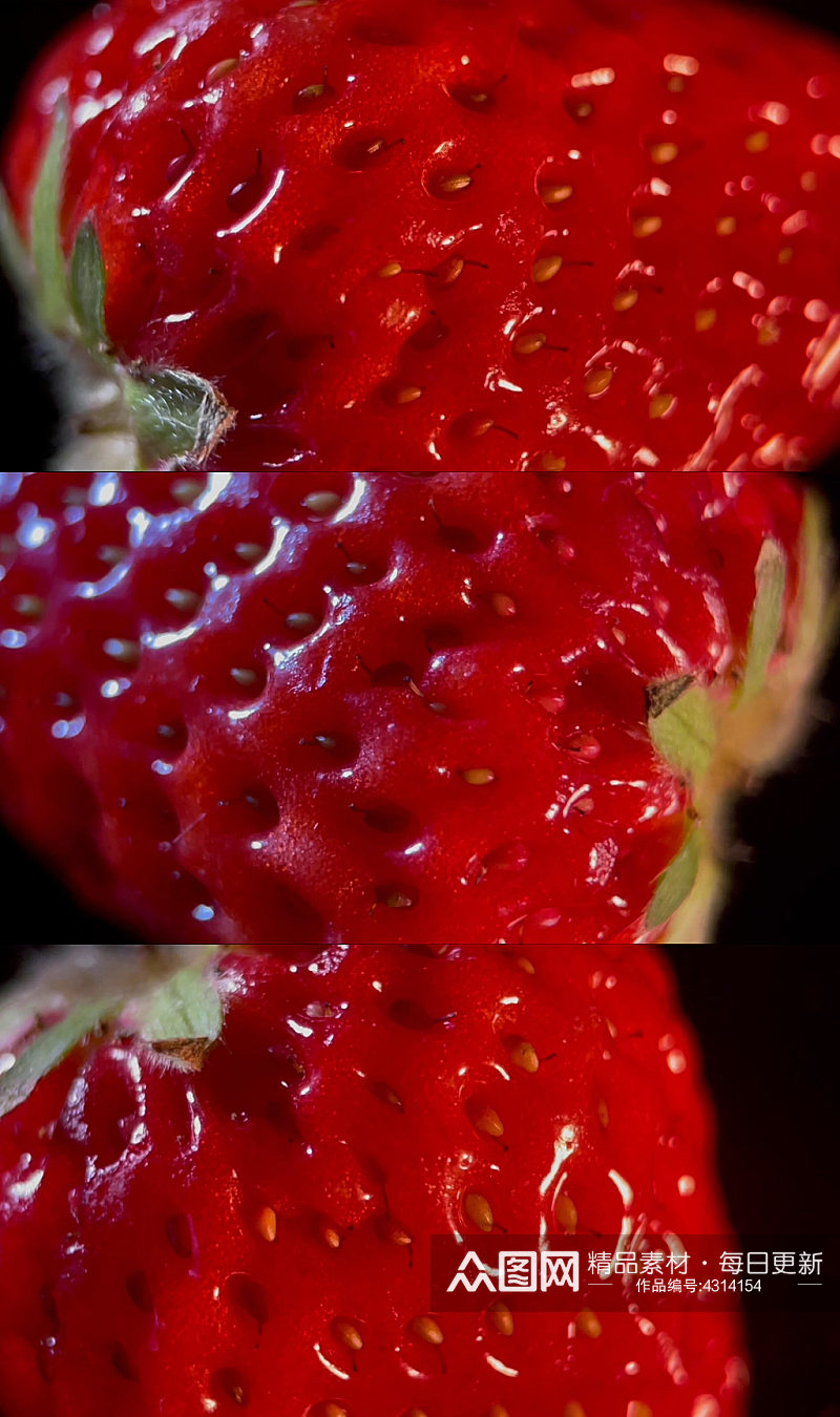 旋转草莓黑场实拍视频素材